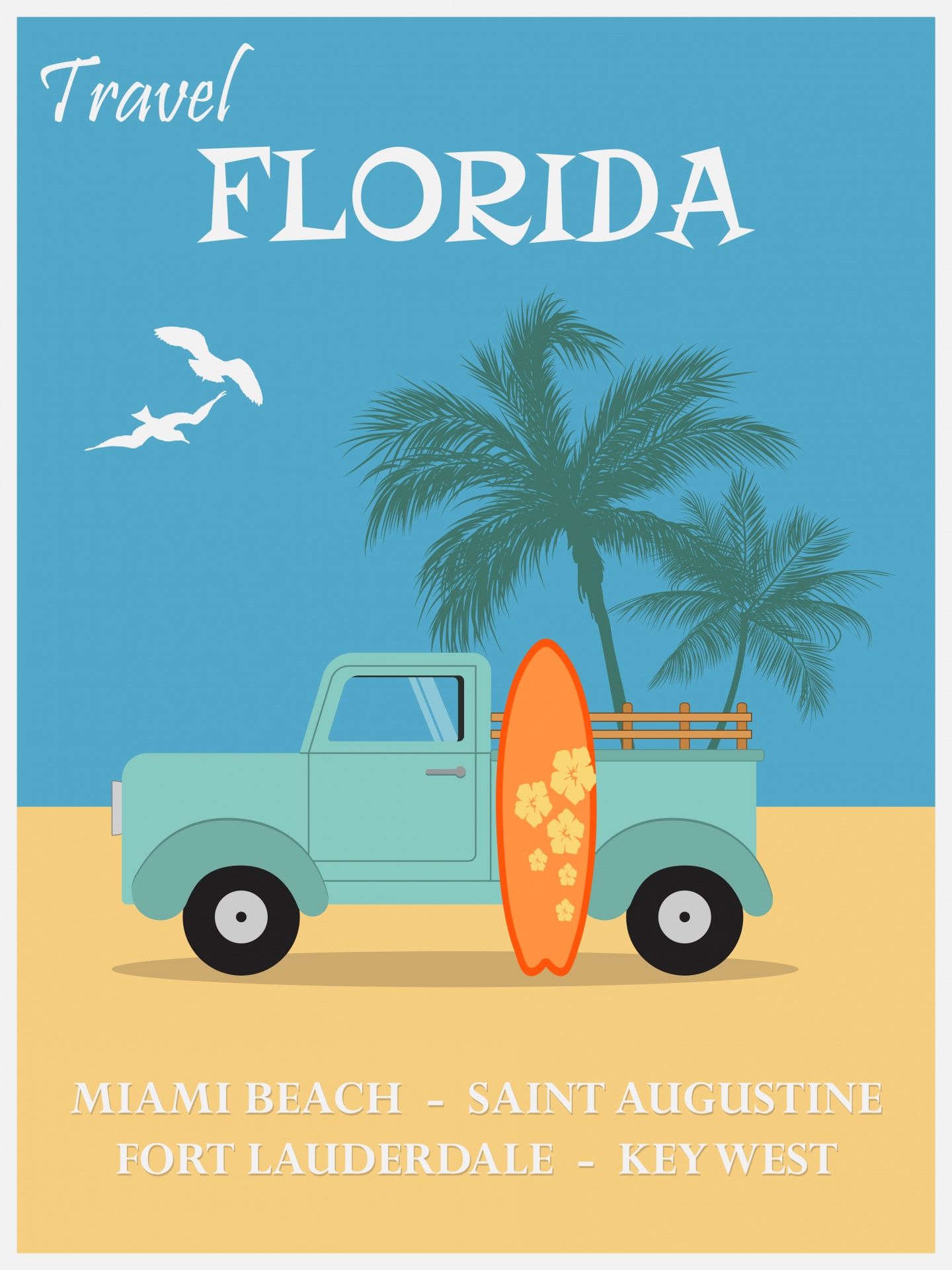 Florida Beaches Travel Poster