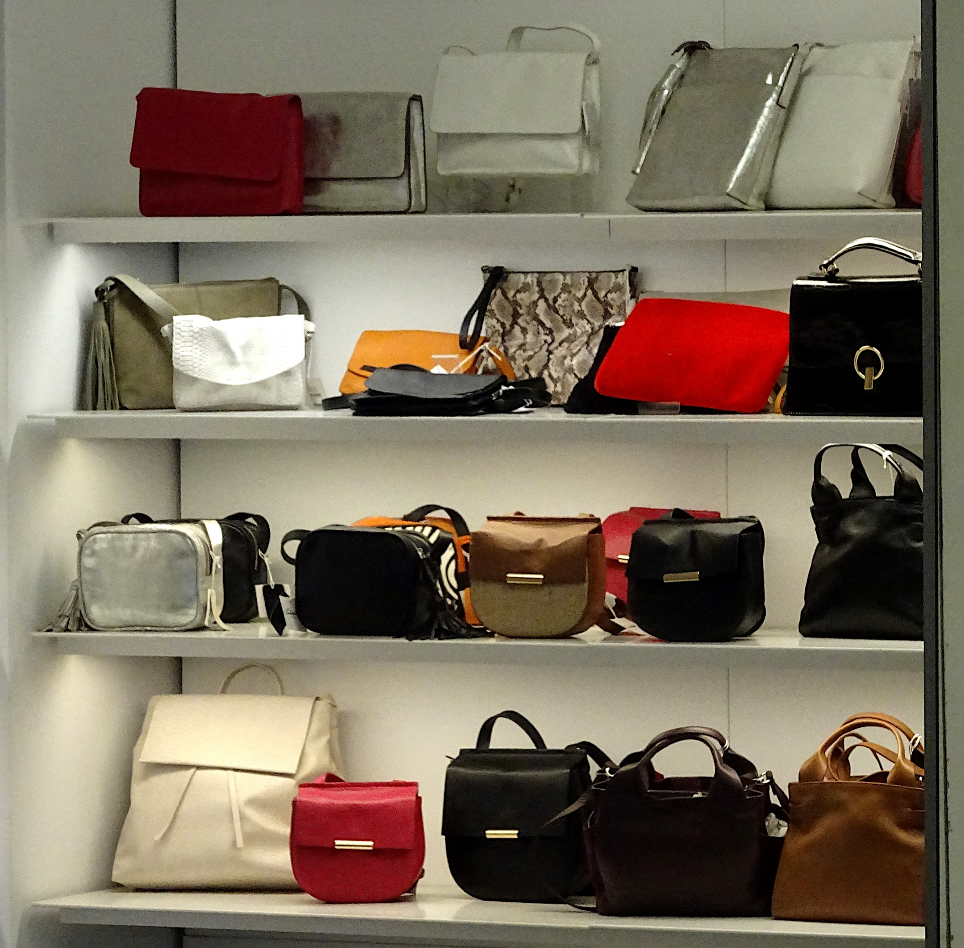 Ladies Handbags On Shelves