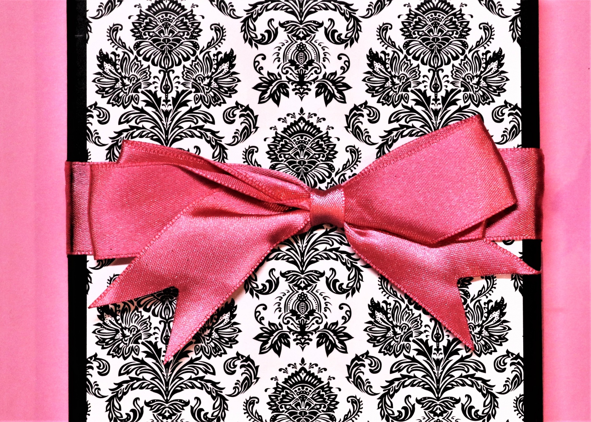 Pink Bow On Black And White Box