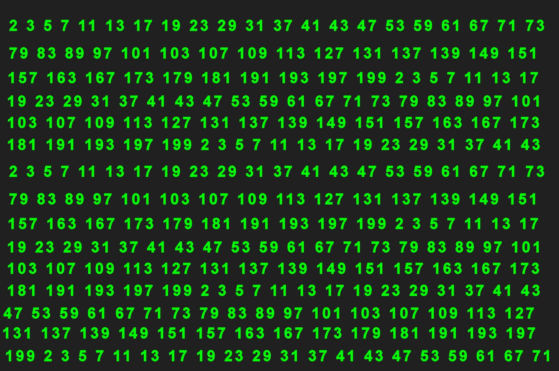 Prime Numbers Green Code