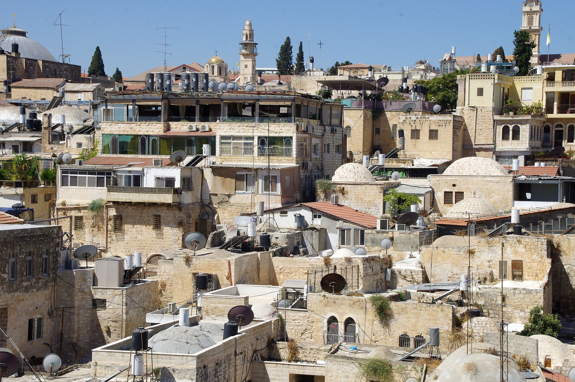 Rooftop view of Muslim quarter in Old City of Jerusalem