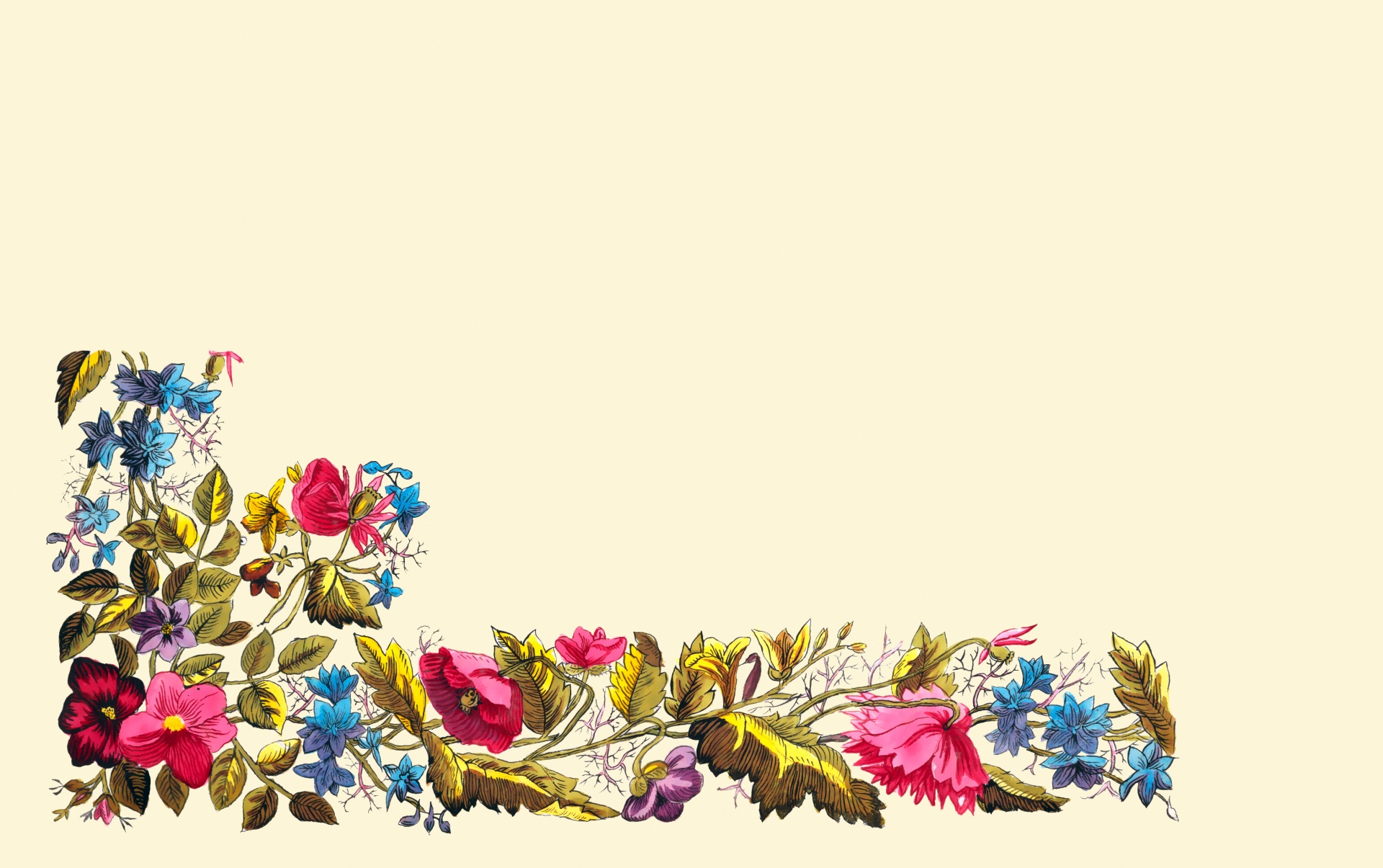 Beautiful floral flowers vintage, retro, colorful border, frame, pattern textile design