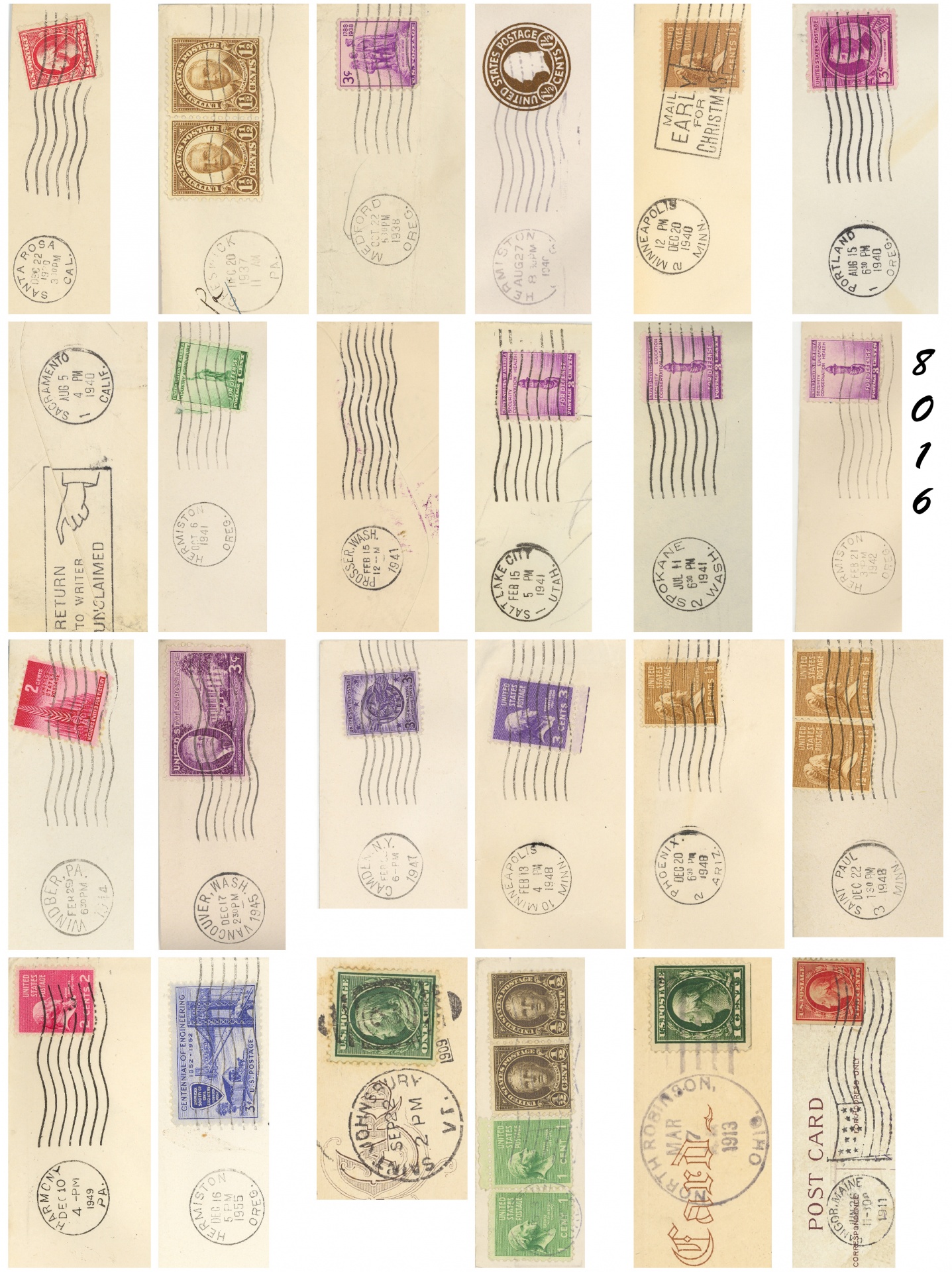 Vintage Stamp Cancellations Mini 24