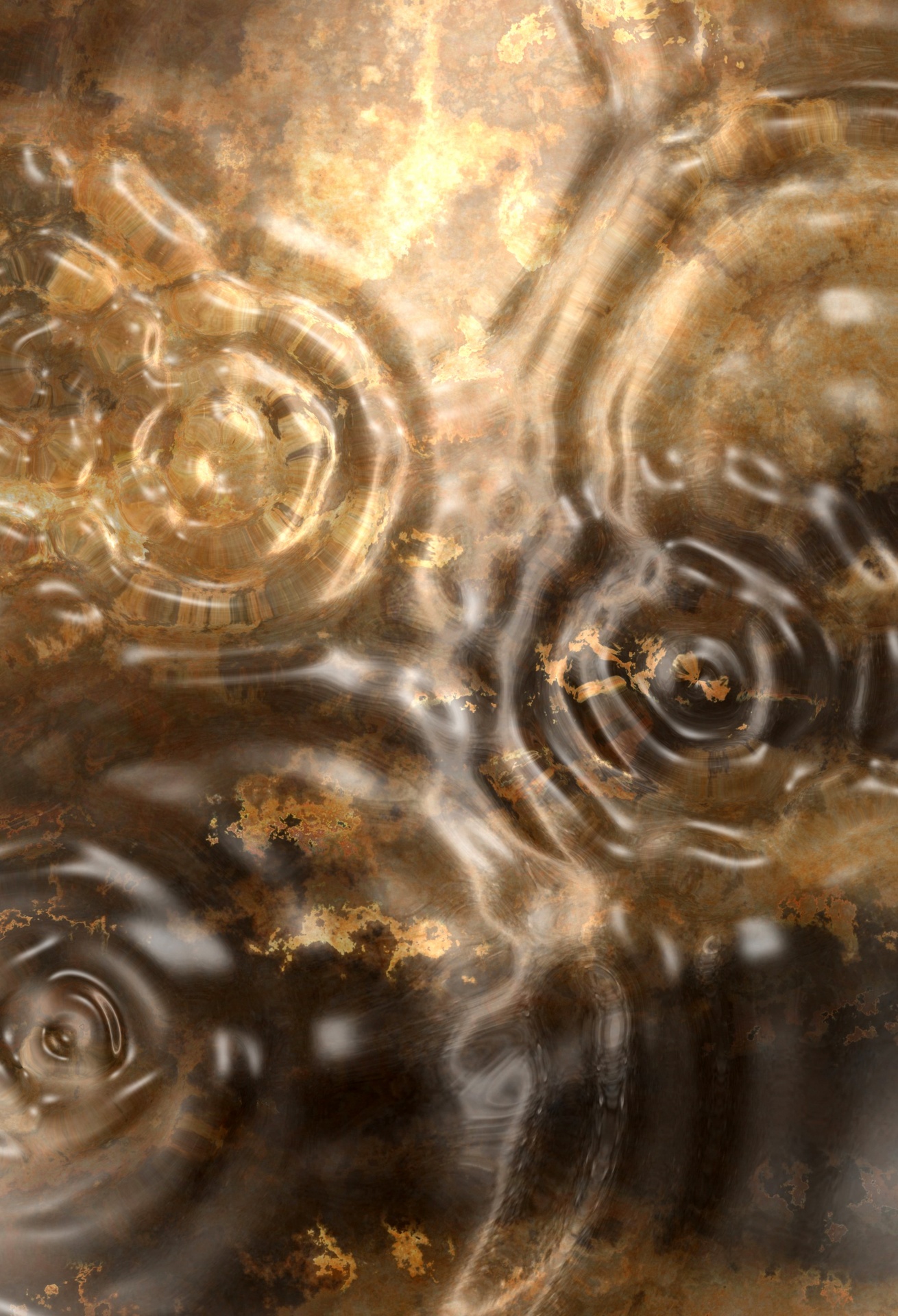 Water Gold Liquid Waves