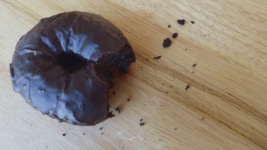 Chocolate Donut On Wood