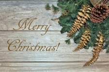 Christmas Wreath On Wood Background