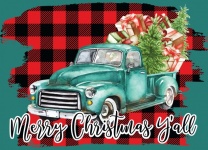 Green Christmas Truck Card