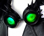 Green Spiky Goggles With Eyes