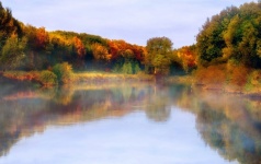 Autumn Lake Landscape Mirroring