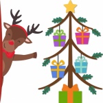 Reindeer Next To Gift Tree