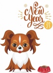 Papillon Dog New Year Card