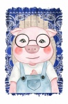 Pig Cartoon Wearing Glasses