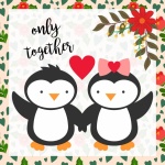 Penguin Valentine&039;s Day Card