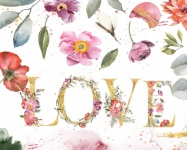 Valentine Love Watercolor Floral