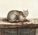 Cat Vintage Old Painting