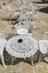 White Iron Chairs And Tables