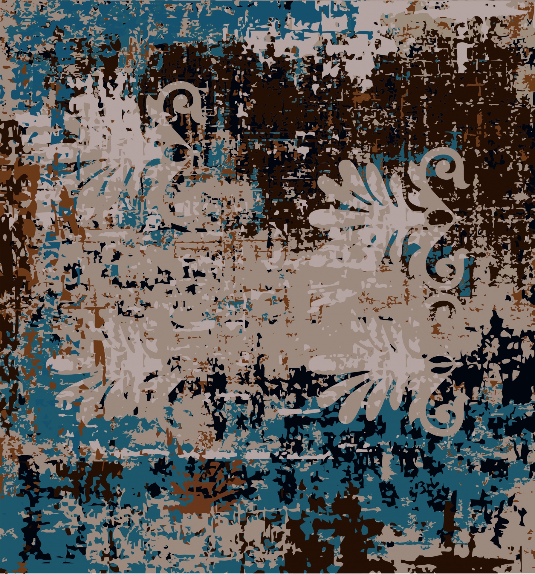 Abstract Floral Beige Blue