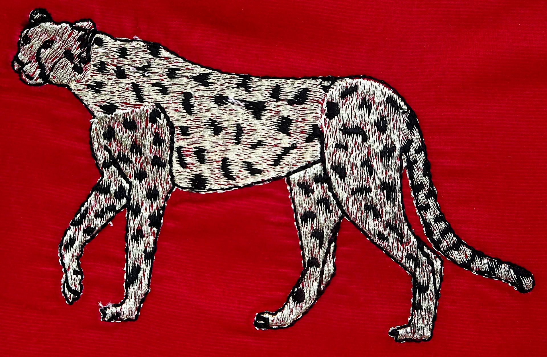 Embroidered Leopard On Fabric