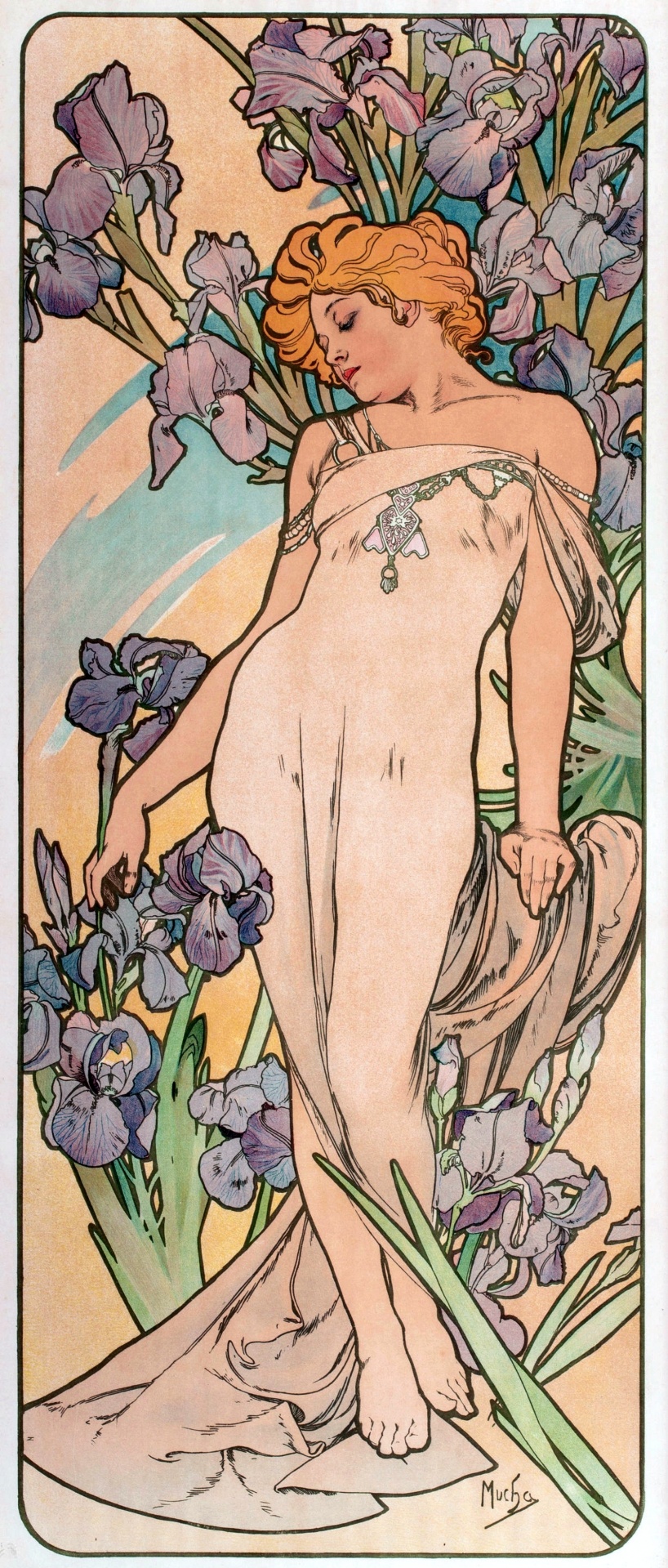Woman girl art nouveau old mucha illustration