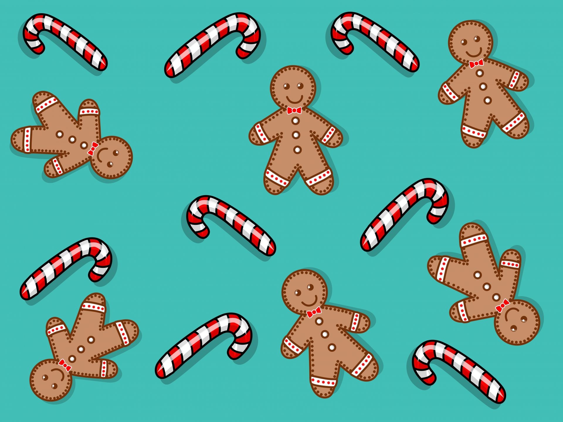 Candy Cane And Gingerbread Man