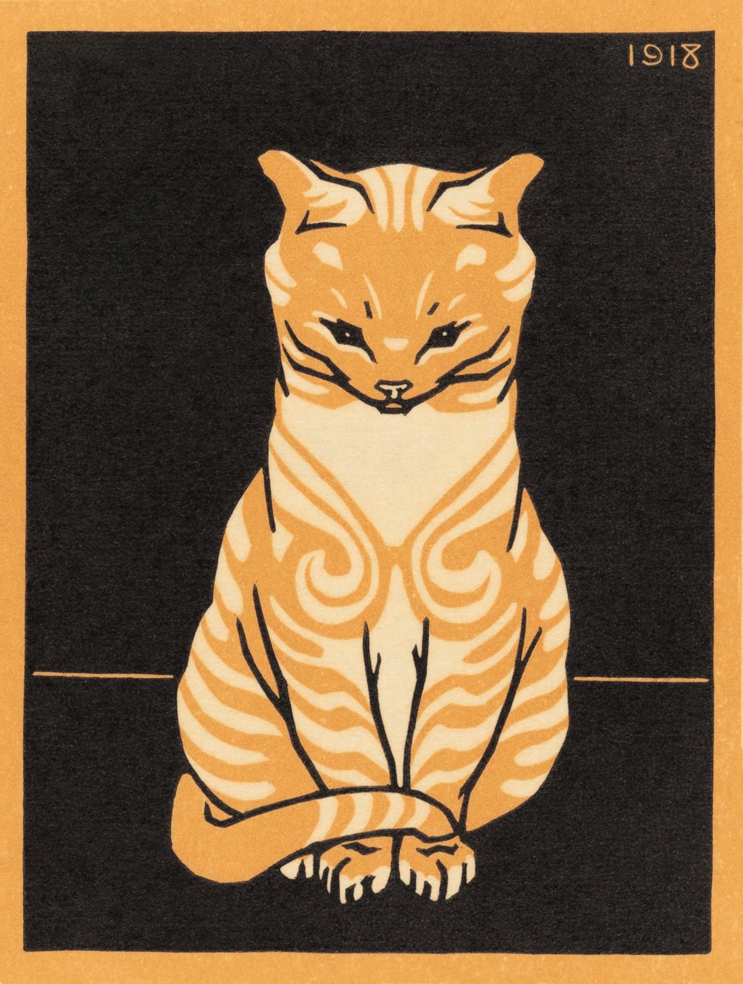 Cat vintage art hand painted illustration