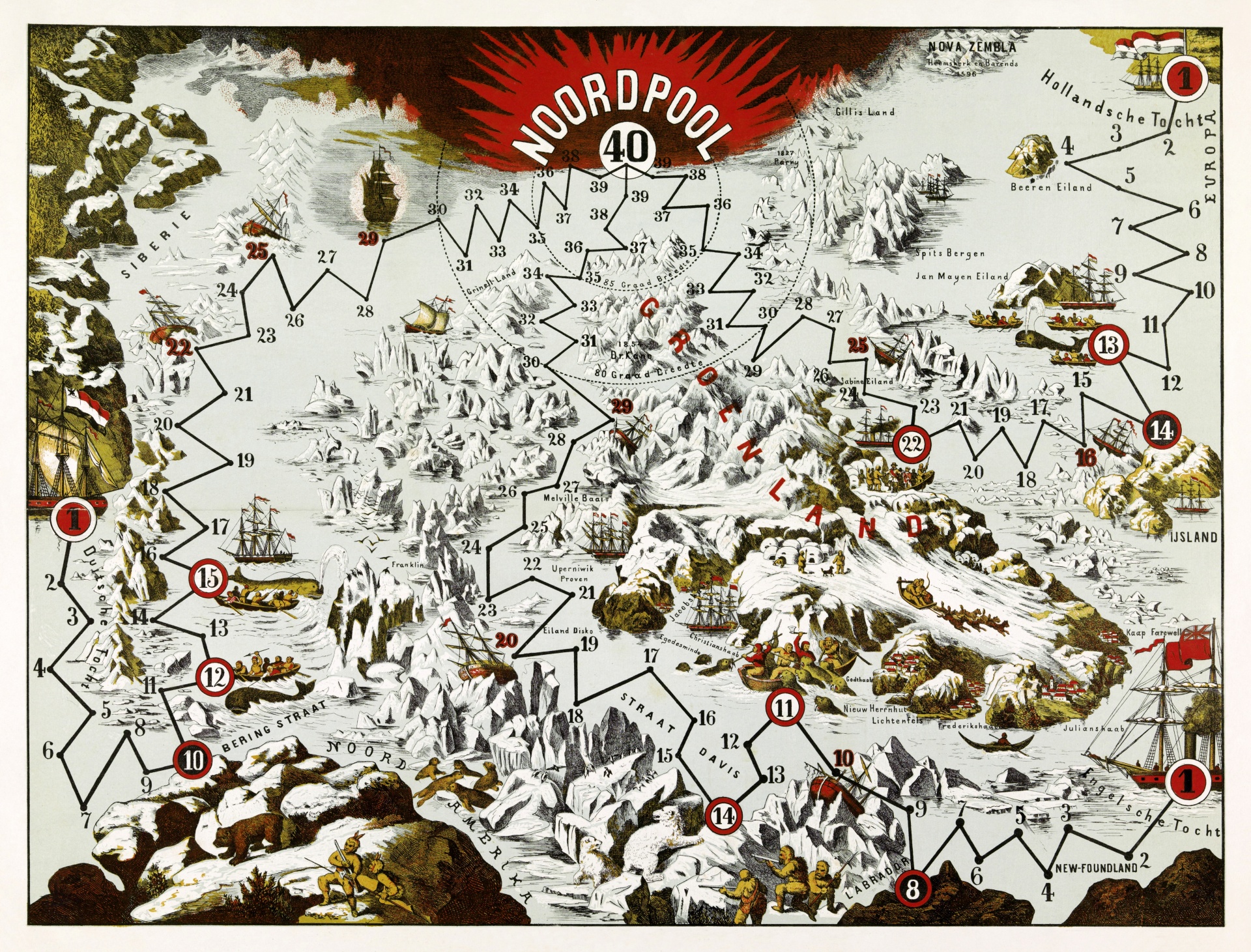 North Pole Christmas Map Art