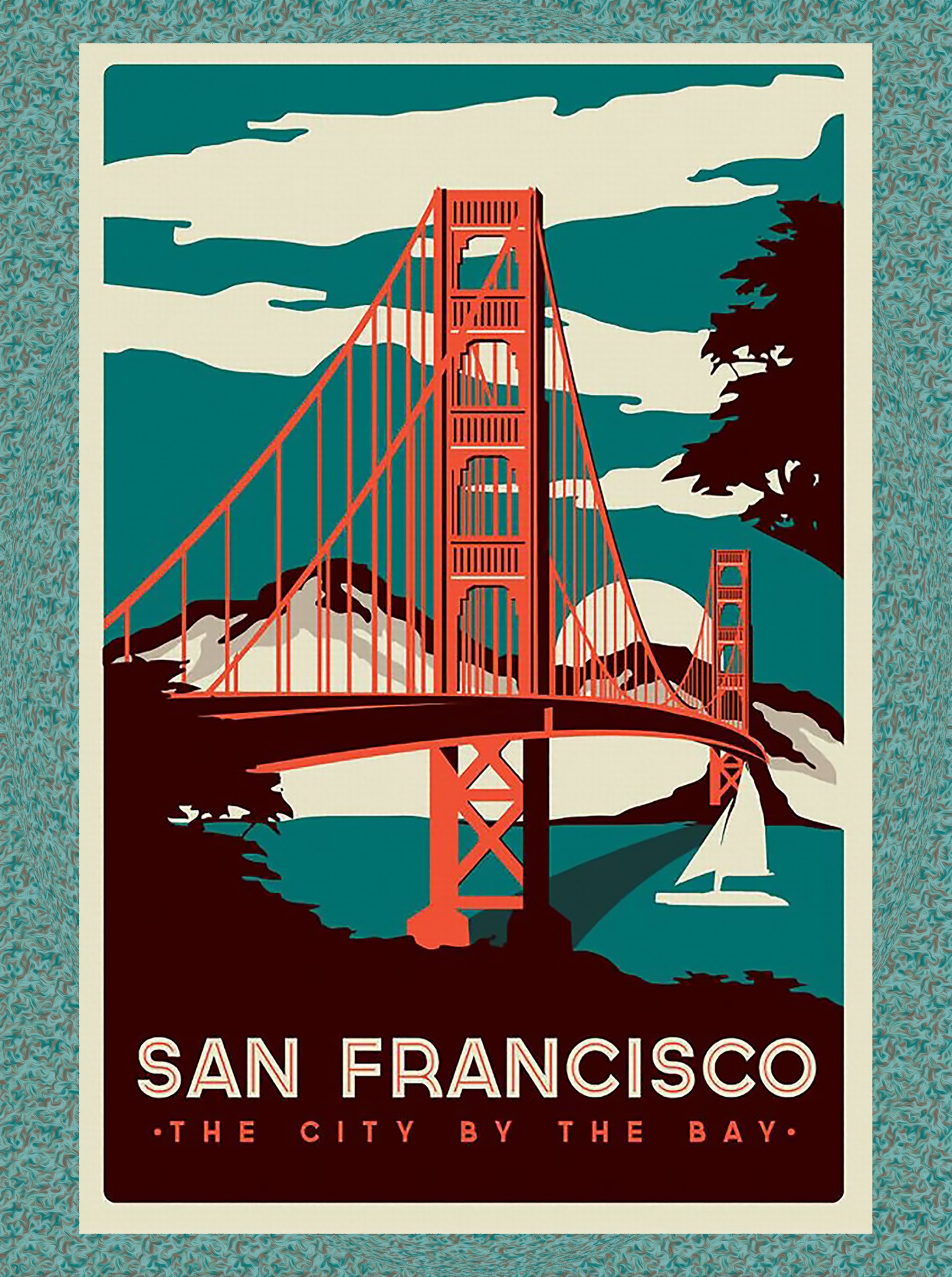 Remix of San Francisco Travel poster showing Golden Gate Bridge