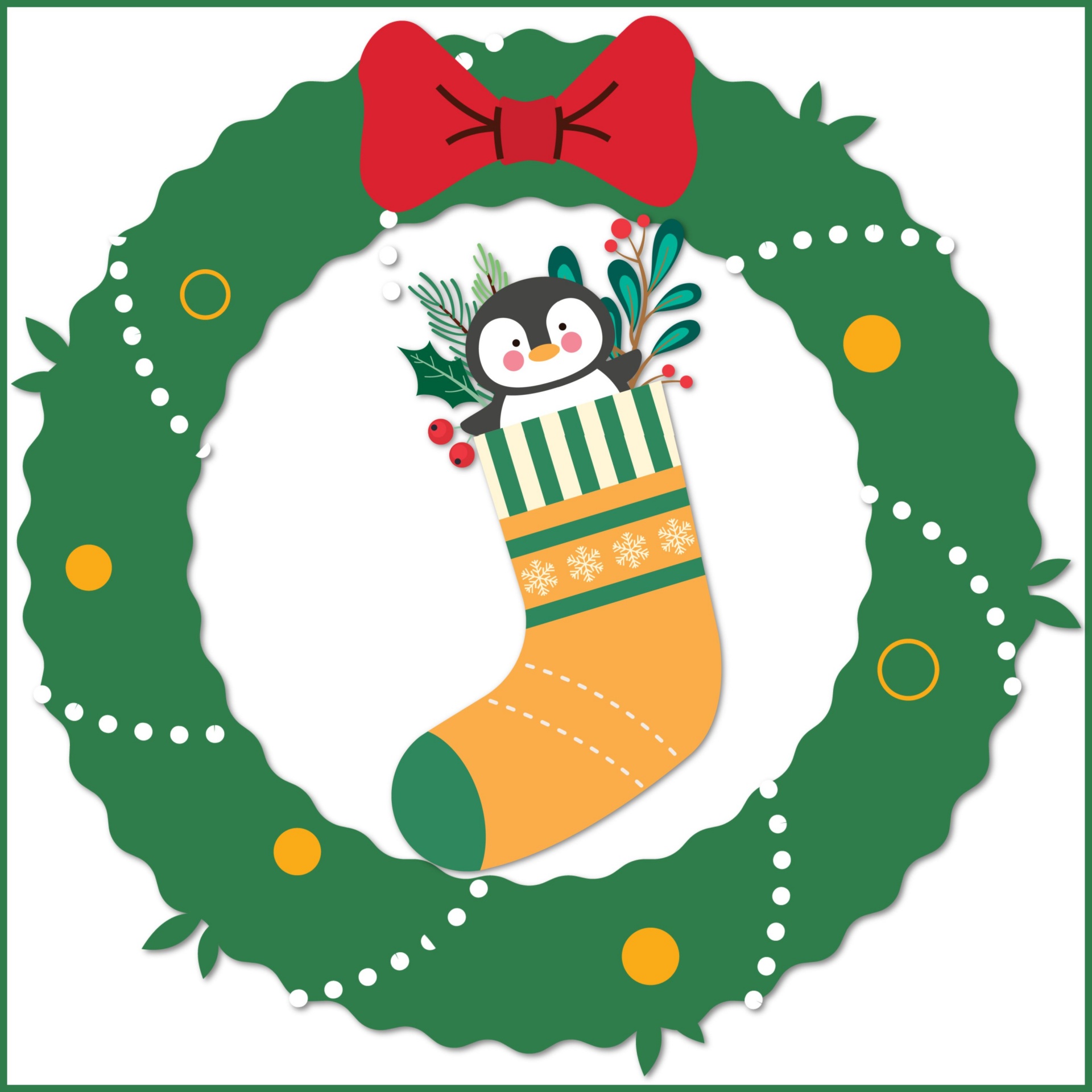 Stocking In Wreath