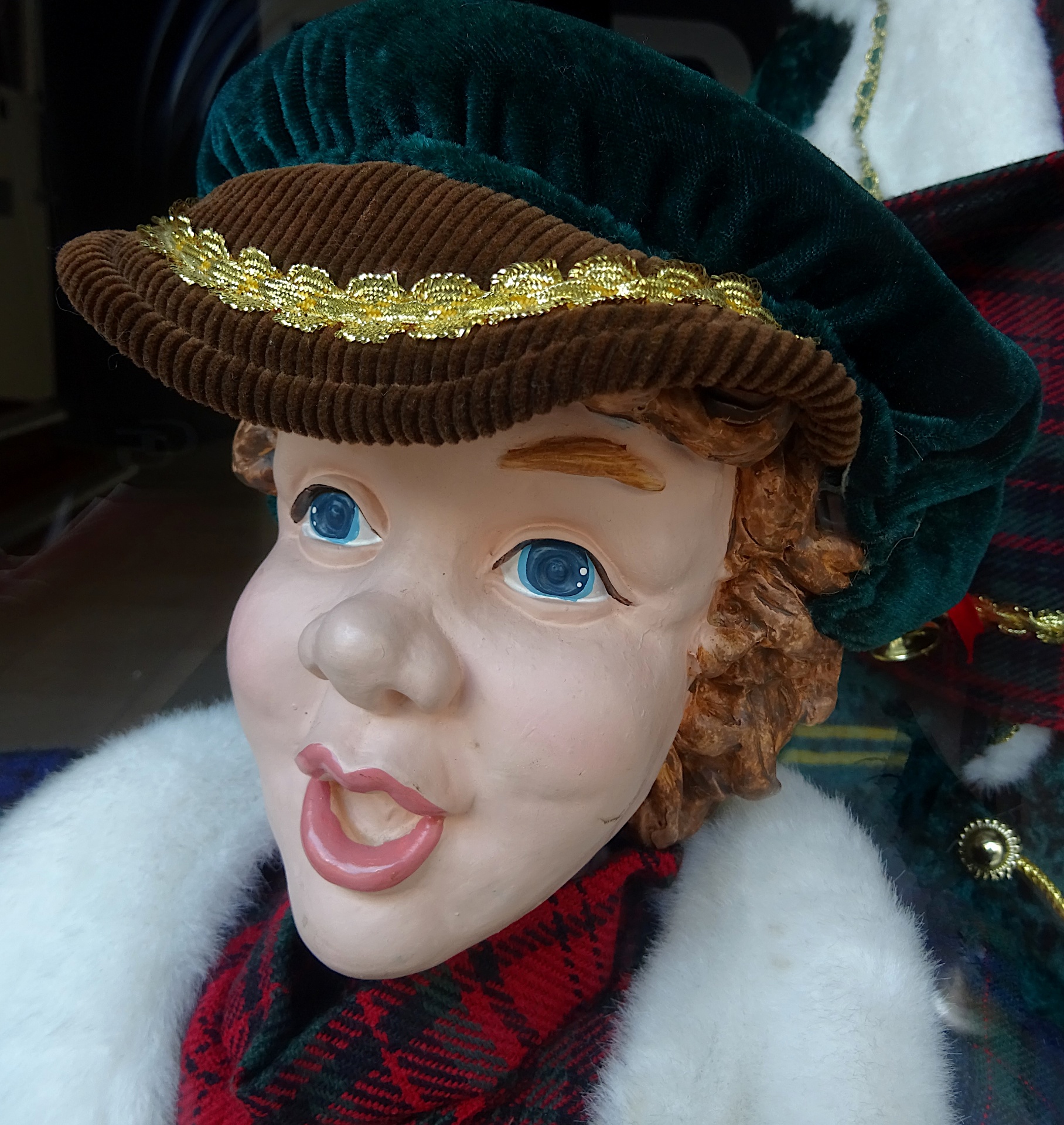 Victorian Christmas Carol Singing Young Man Figurine
