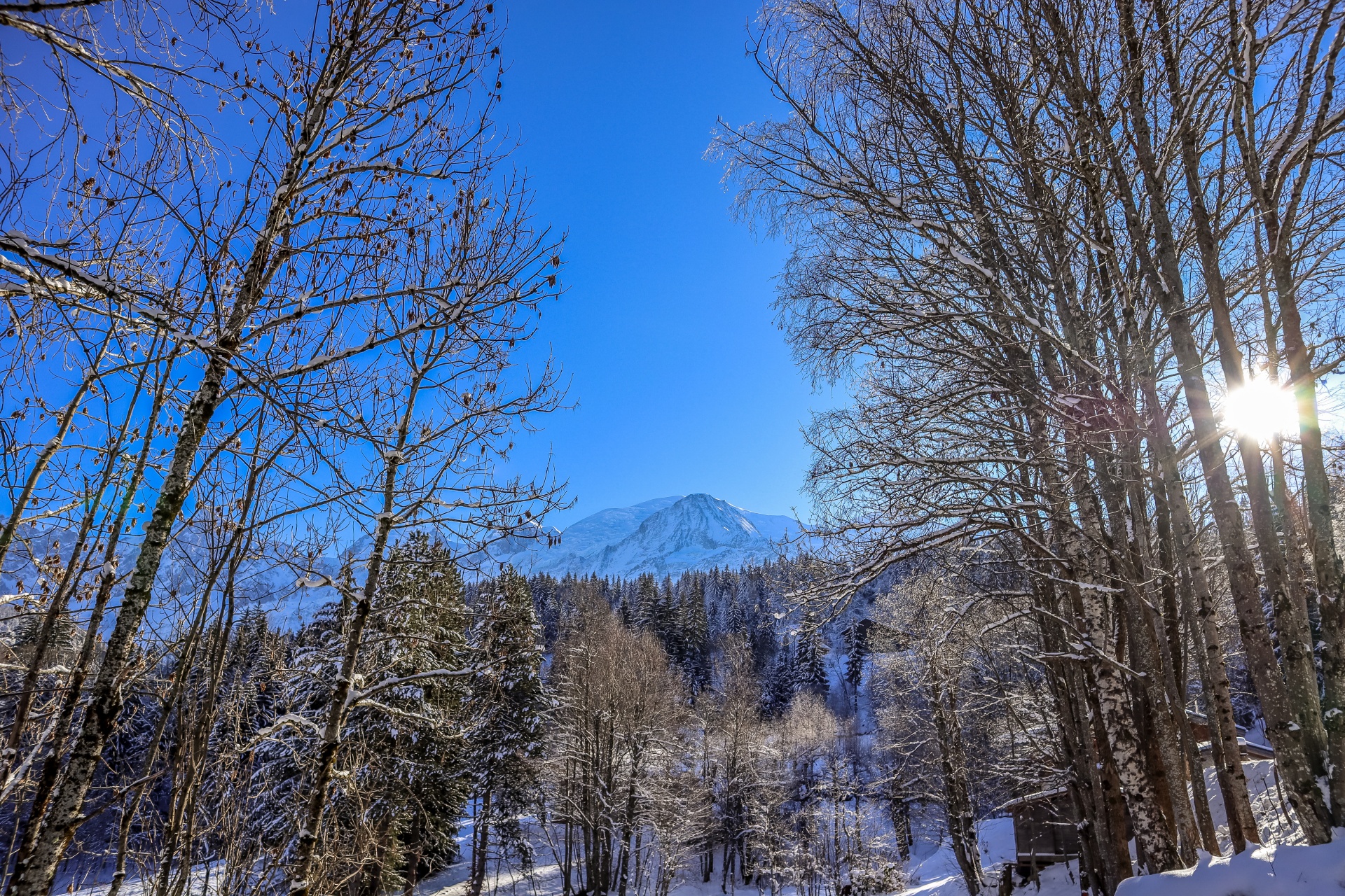 Winter mountains landscape, Chamonix, France