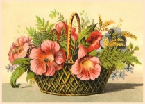 Flower Basket Vintage Art