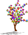Colorful Floral Tree With Shadow