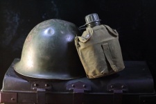 Combat Helmet & Water Bottle