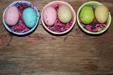 Easter Eggs In Bowls Background