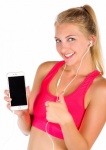 Fit Woman Listening To Music
