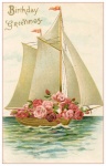 Birthday Sailboat Flower Vintage