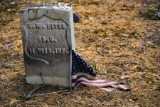 US Flag And Tombstone