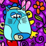 Colorful Trendy Cat Illustration
