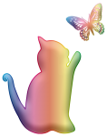 Prismatic Cat Playing W Butterfly