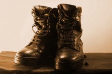Sepia Effect On Old Combat Boots