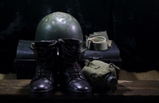 Steel Helmet And Combat Boots