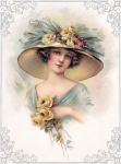 Vintage Woman In Spring Floral Hat