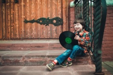 Vinyl Record And Boy