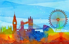 Watercolor Digital Paper-London