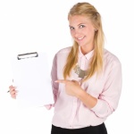 Woman With A Clipboard Pointing