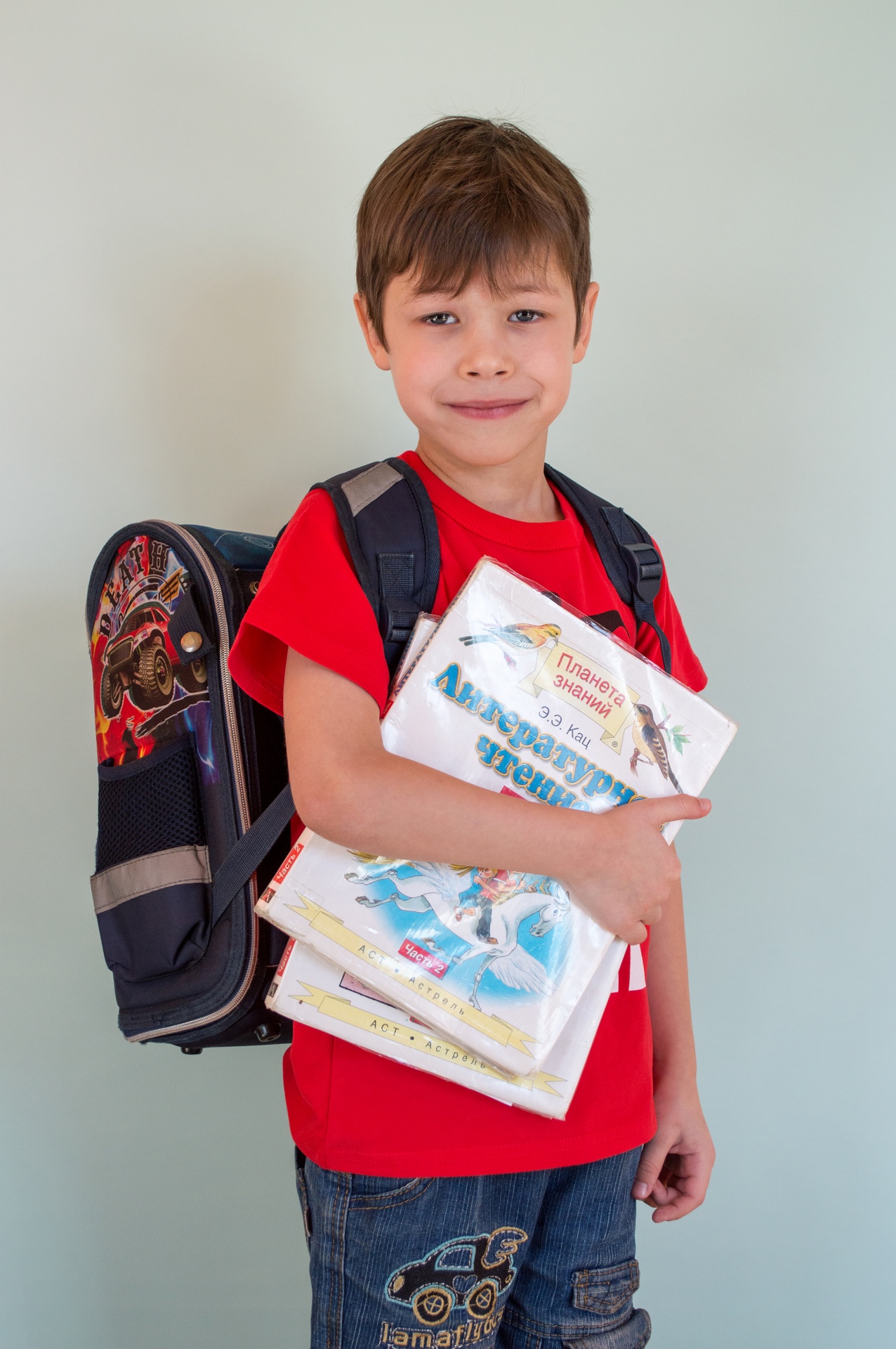 Boy With School Backpack