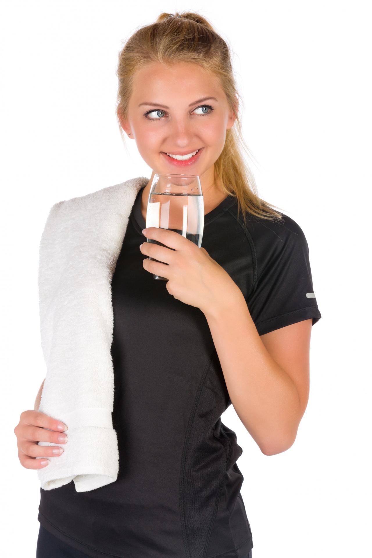 Fit Woman With Towel And Drink