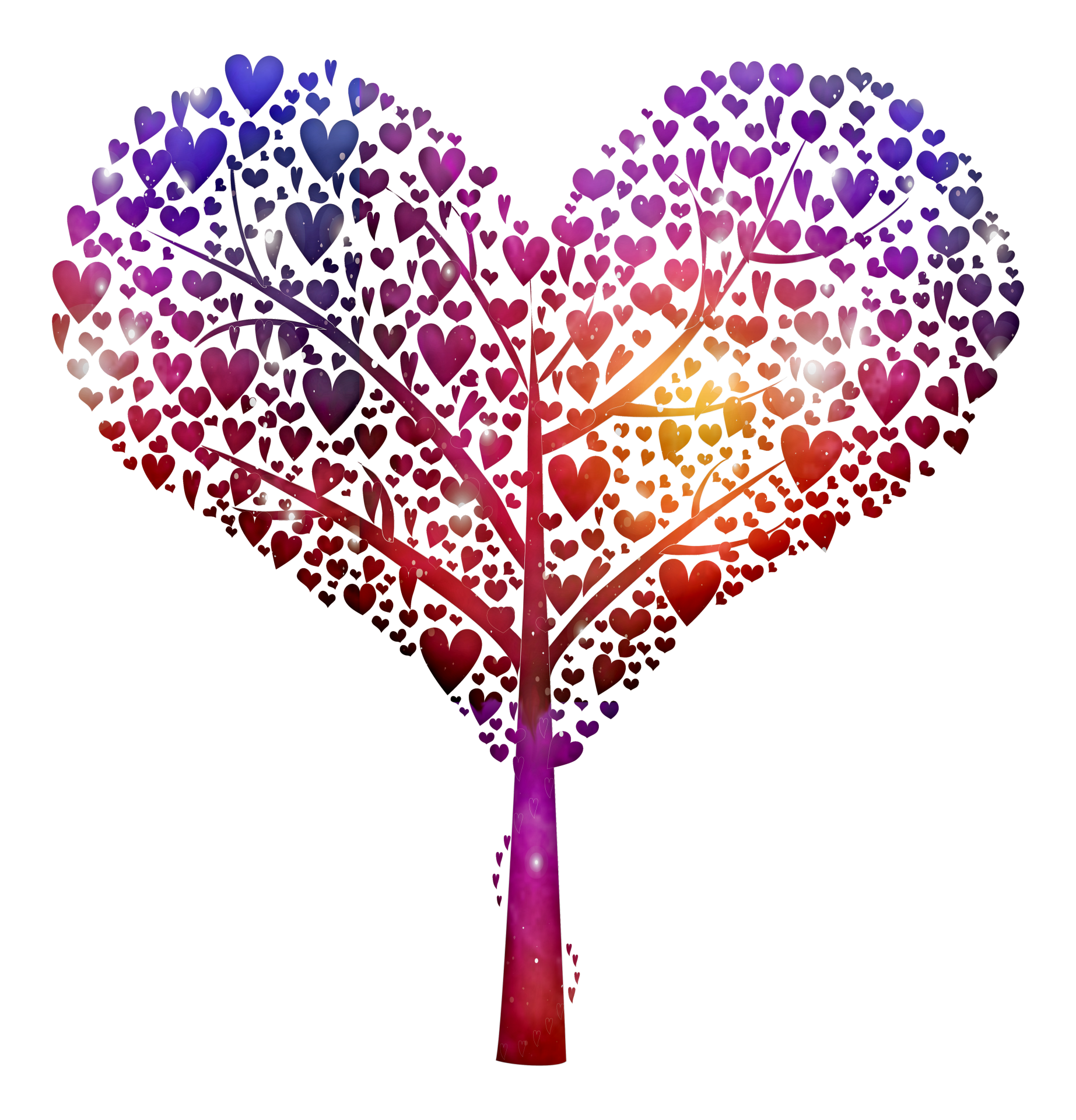 A Heart Shaped tree with a Galaxy pattern, very colorful