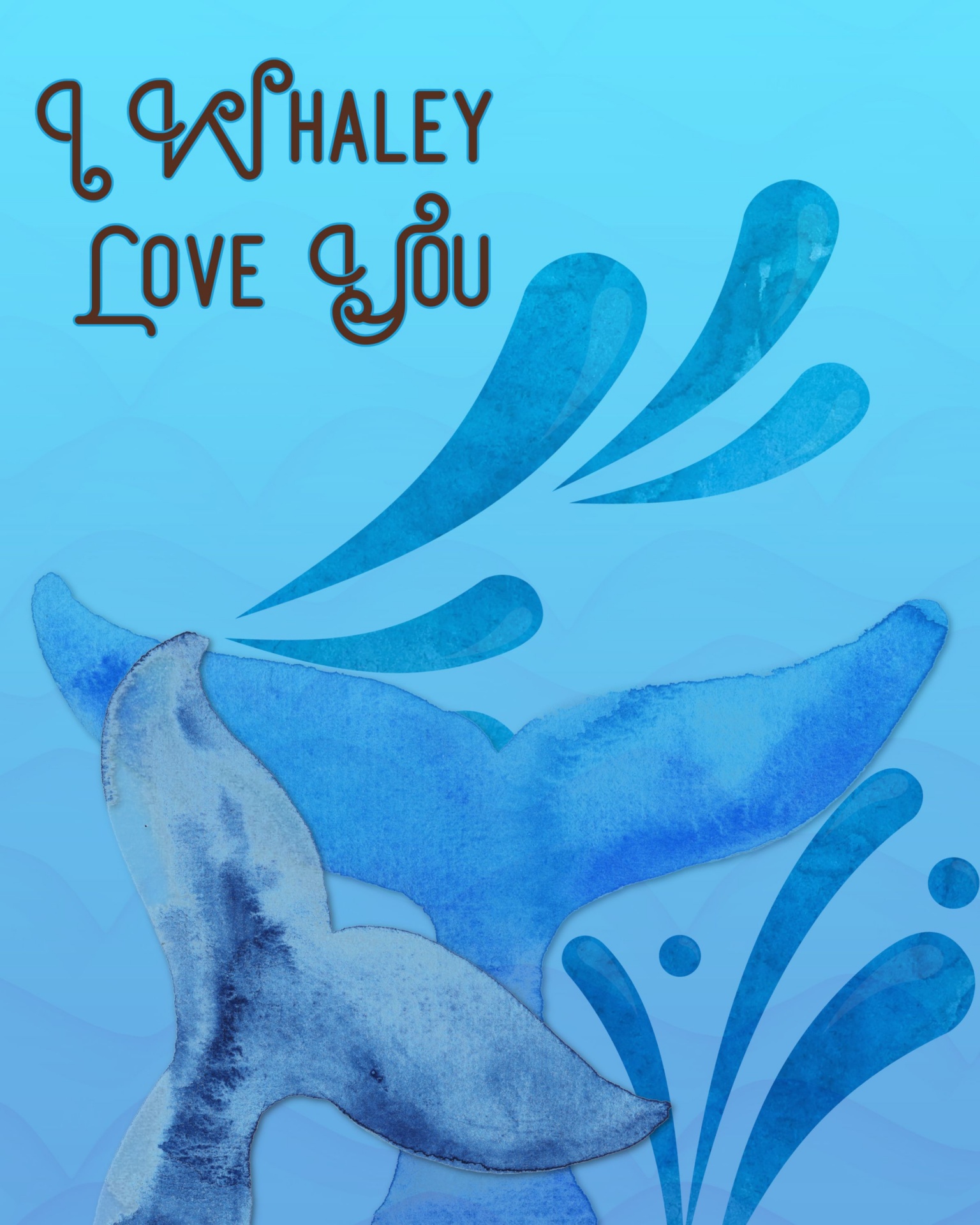 I whaley love you whale tails illustration for Valentine's Day