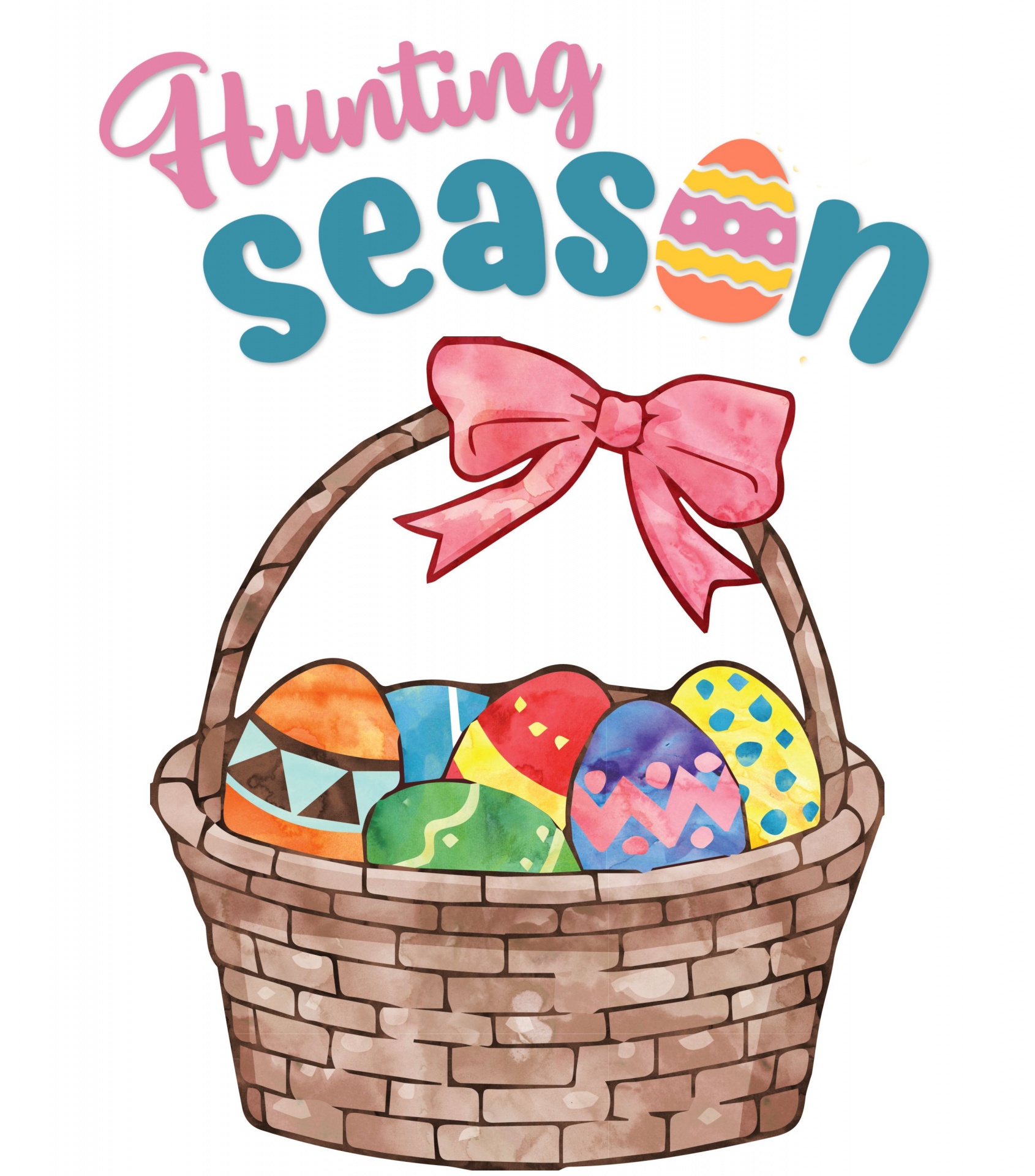basket full of colored easter eggs with word art HUNTING SEASON